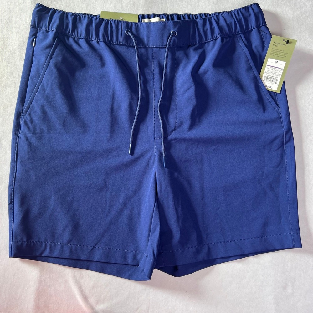 Goodfellow & Co Men's Pull-On Shorts Blue 7" Inseam Drawstring Casual Size M